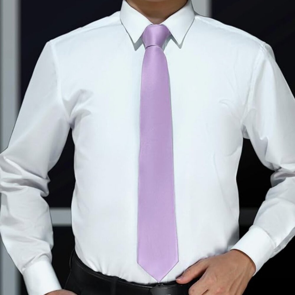 New- KOOELLE Men’s Solid Tie – Formal Necktie (Pink / Light Purple)